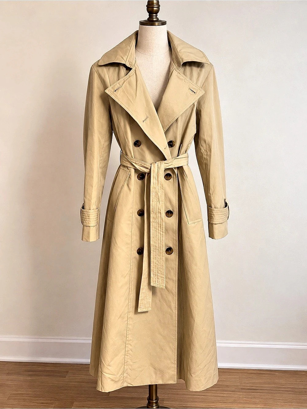 Rachel Zoe Double-Breasted Trench Coat in Beige Size Small